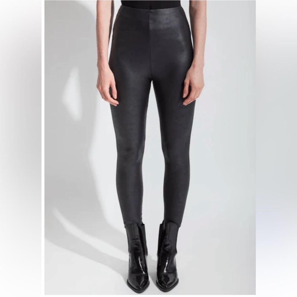Lyssé Matilda High Waist Legging Black Faux Leather Foil Large - Picture 2 of 11
